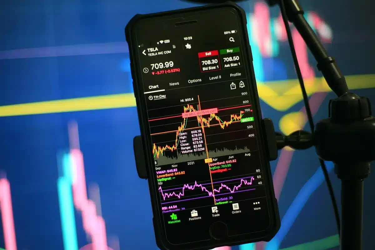 Gráficos de cotizaciones de mercado financiero con símbolos de divisas y datos en vivo