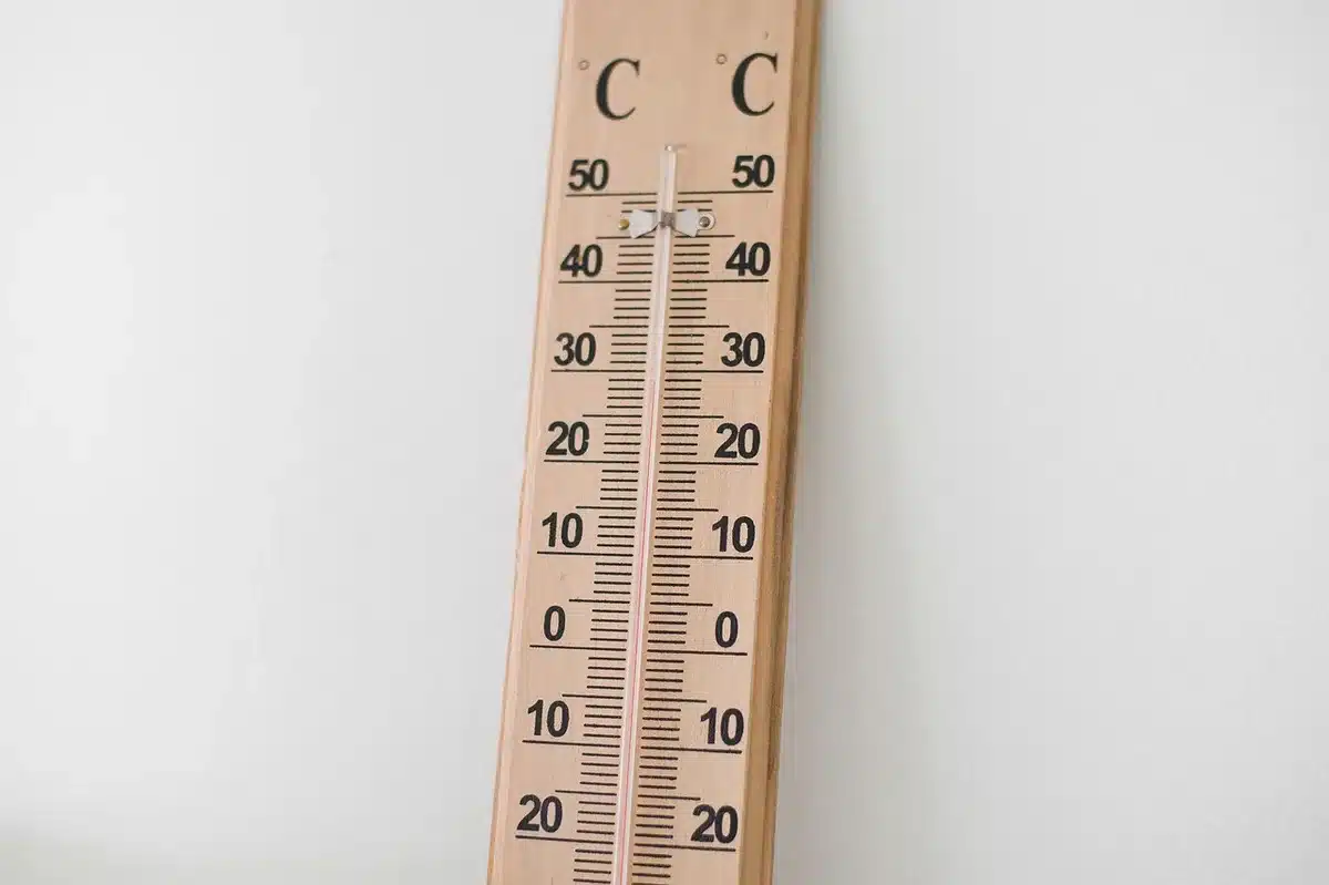 Term&oacute;metro y gr&aacute;fico con rangos de temperatura previstos para la semana