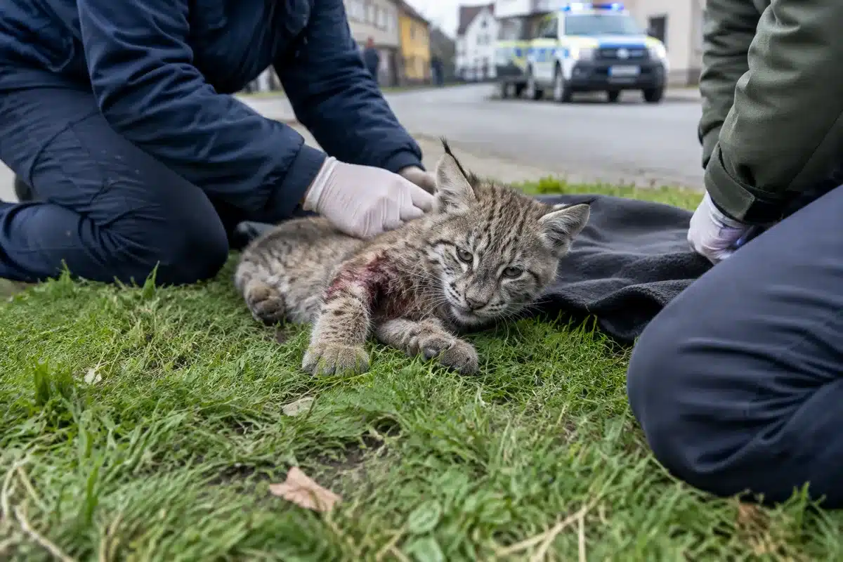 Cría de gato tirica atacada por perros: Gendarmería la rescató y se recupera en un santuario